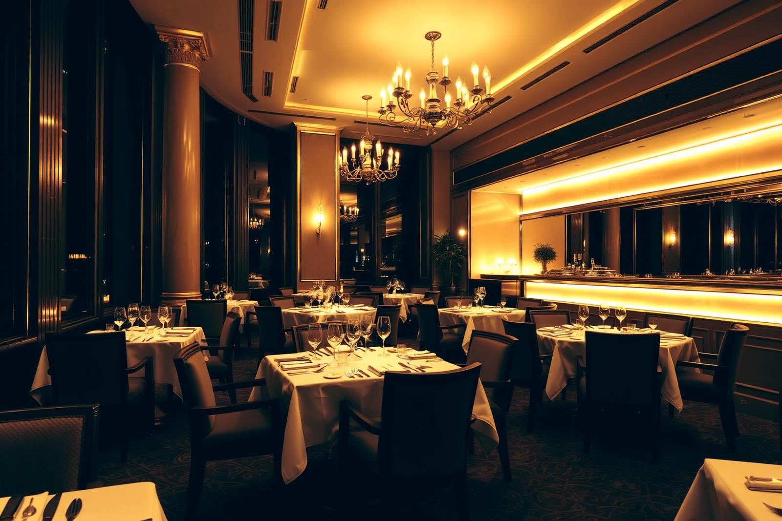 Candlelit tables at the signature restaurant