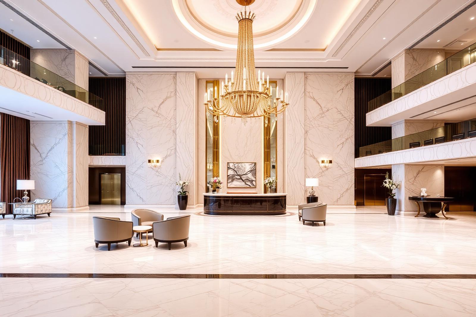 The marble lobby of Continental Hotel